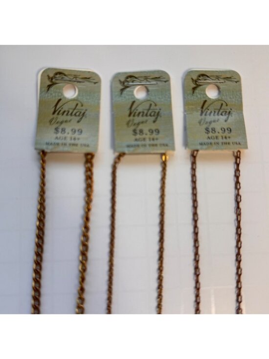 Vintaj Brass Co Jewelry - Solid Brass 18-Inch Necklace Jewlery Lot of 3 Vintaj Vogue Brass Co USA NWT New